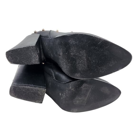 Liliana Pearl Studded High Heel Boots Faux Leather Pointed Toe Black Size 8.5 - Picture 6 of 9